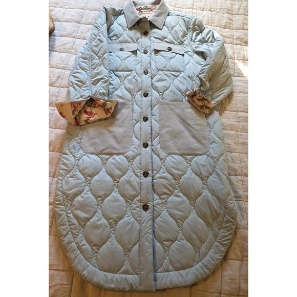 Sundance Jacket Womens Large Blue Button Up Insulated Quilted Long NWT Corduroy - Picture 2 of 9